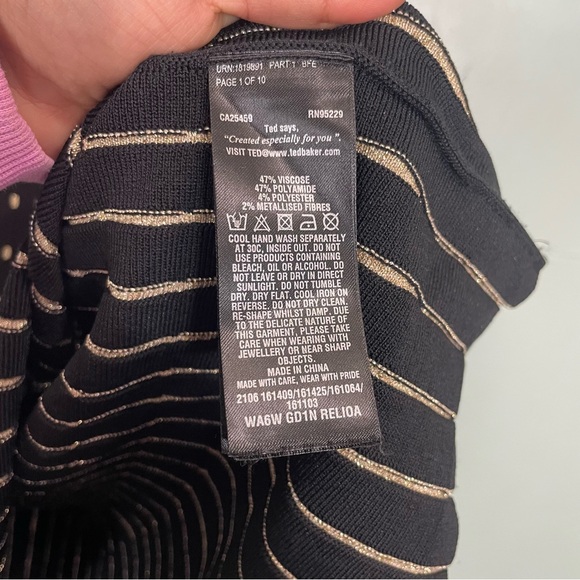 Ted Baker Flippy Metallic Relioa Jacquard Dress TB 2 US 6 Black Gold - Picture 5 of 9